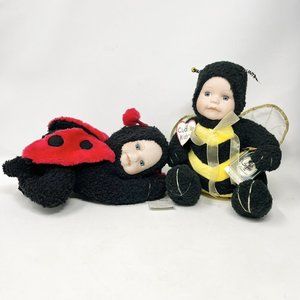 Geppeddo Cuddle Kids Doll Lara Ladybug and Bonnie Bumblebee Porcelain Baby -READ